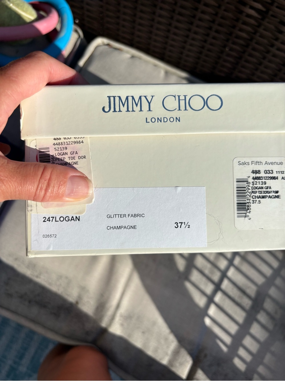 Jimmy Choo Champagne Glitter Logan Shoe Box